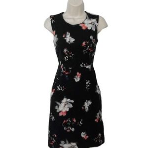 Black White Floral Shift Pencil Work Dress